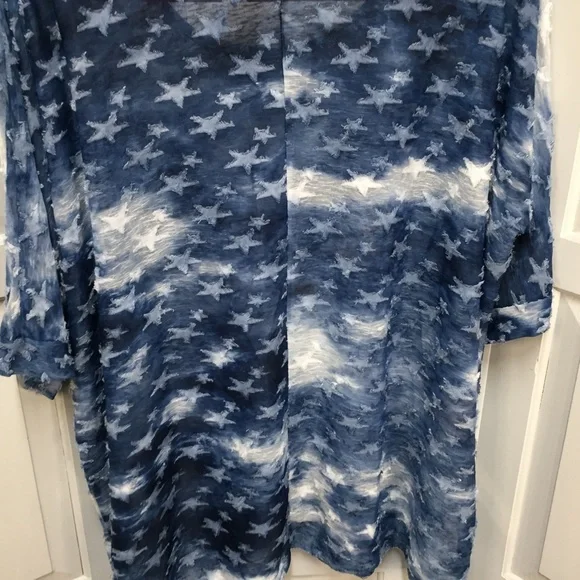 Soft Surroundings Sheer Blue & White Star Top Small/ Medium - Picture 13 of 16